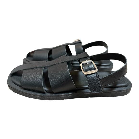 Free People Flora Fisherman Sandal Black Leather Made In Italy Women Size 9 NEW - Picture 5 of 9